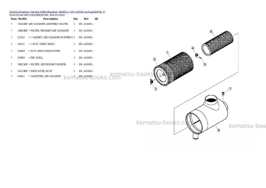 Komatsu 445fxl-1 s/n a10001 and up Parts catalog cover Page 7