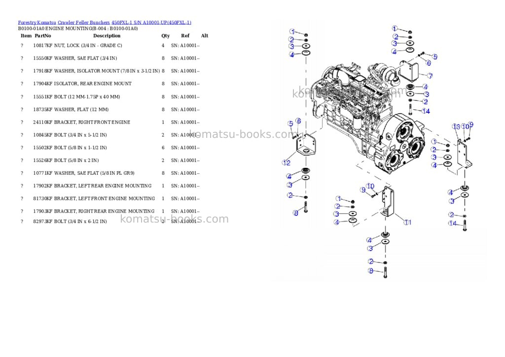 Komatsu 450fxl-1 s/n a10001-up Parts catalog cover Page 5 Komatsu 450fxl-1 s/n a10001-up Parts catalog cover Page 5
