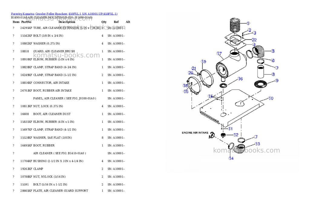 Komatsu 450fxl-1 s/n a10001-up Parts catalog cover Page 8 Komatsu 450fxl-1 s/n a10001-up Parts catalog cover Page 8
