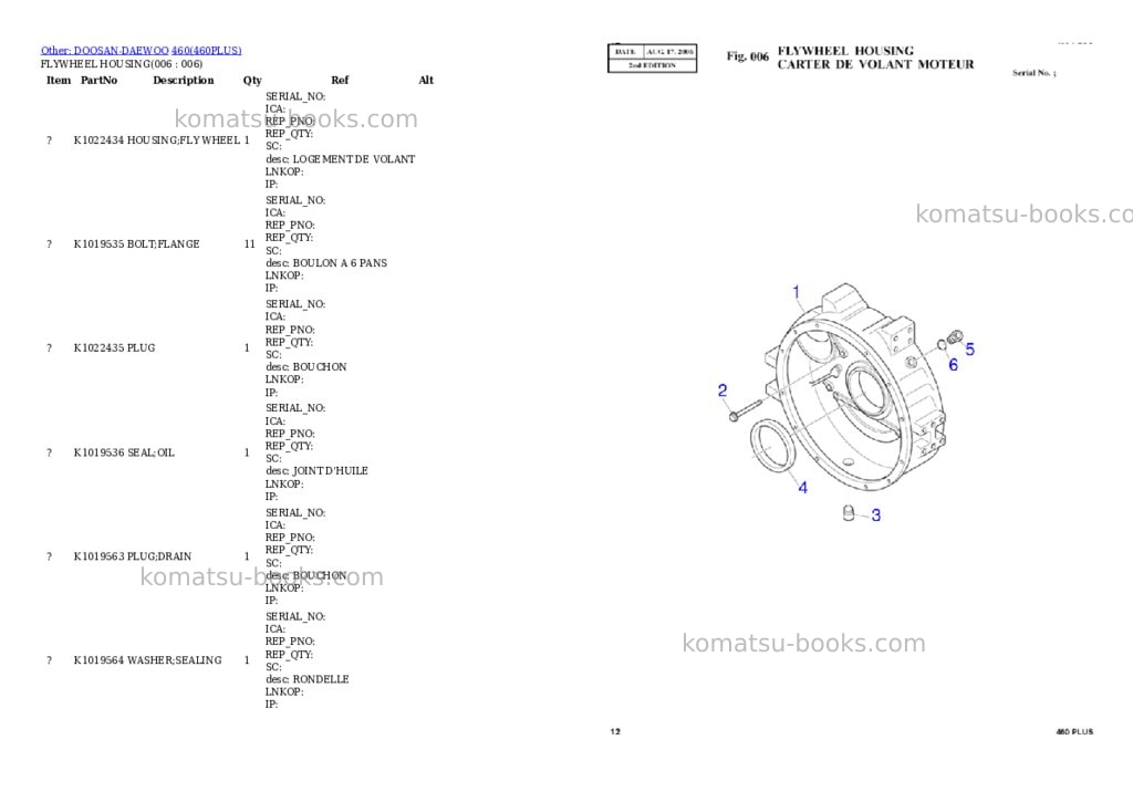 Komatsu 6ct8.3-1cf-f s/n 45460170-46386639 Parts catalog cover Page 6 Komatsu 6ct8.3-1cf-f s/n 45460170-46386639 Parts catalog cover Page 6