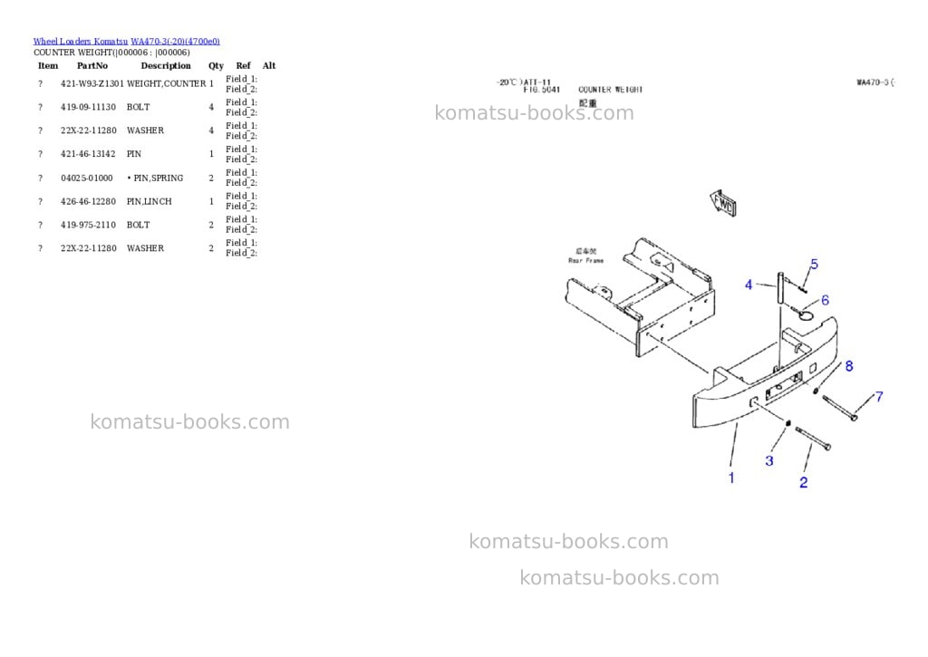 Komatsu wa470-3-20 Parts catalog cover Page 6