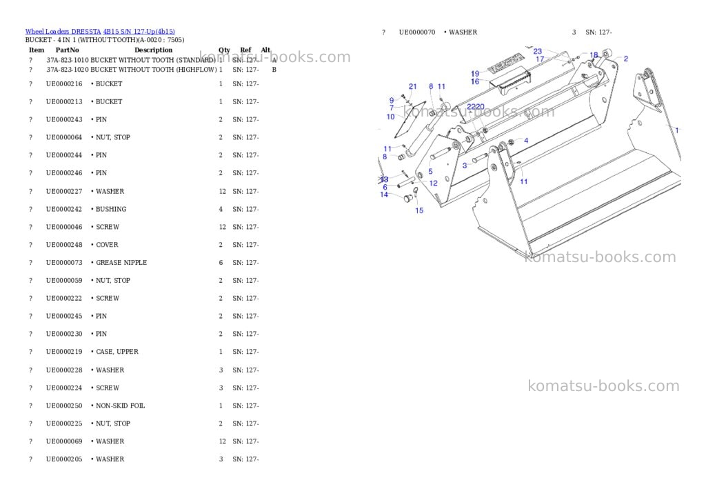 Komatsu 4b15 s/n 127-up Parts catalog cover