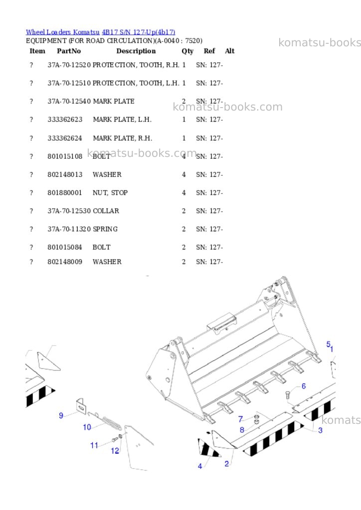 Komatsu 4b17 s/n 127-up Parts catalog cover Page 3