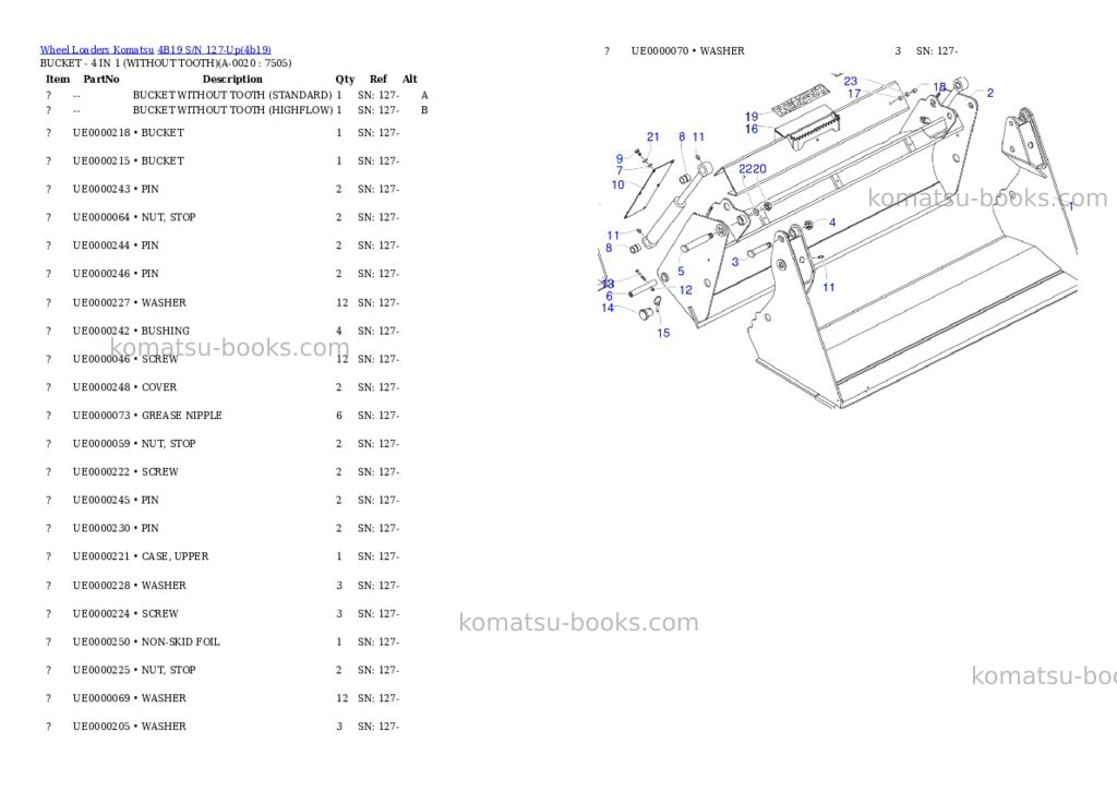 Komatsu 4b19 s/n 127-up Parts catalog cover Page 2