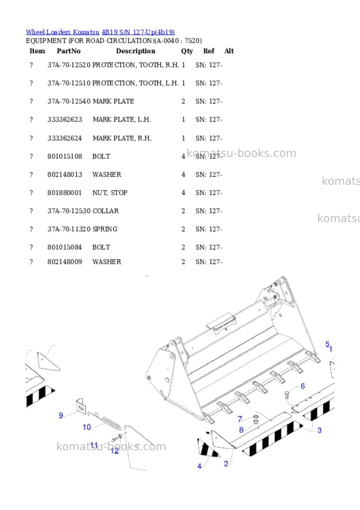 Komatsu 4b19 s/n 127-up Parts catalog cover Page 4
