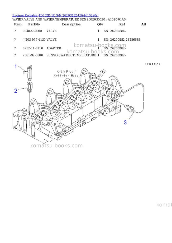 Komatsu 4d102e-1c s/n 26200282-up Parts catalog cover Page 2 Komatsu 4d102e-1c s/n 26200282-up Parts catalog cover Page 2
