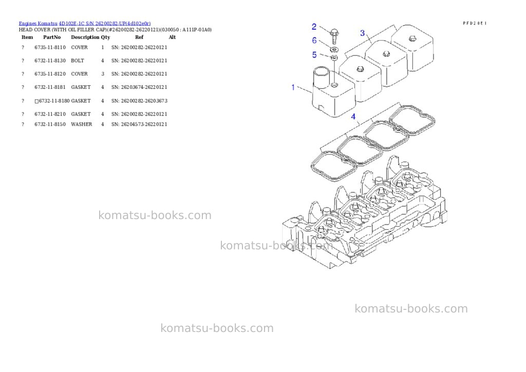 Komatsu 4d102e-1c s/n 26200282-up Parts catalog cover Page 4 Komatsu 4d102e-1c s/n 26200282-up Parts catalog cover Page 4