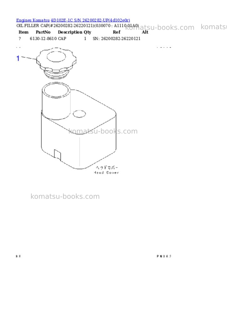Komatsu 4d102e-1c s/n 26200282-up Parts catalog cover Page 6 Komatsu 4d102e-1c s/n 26200282-up Parts catalog cover Page 6
