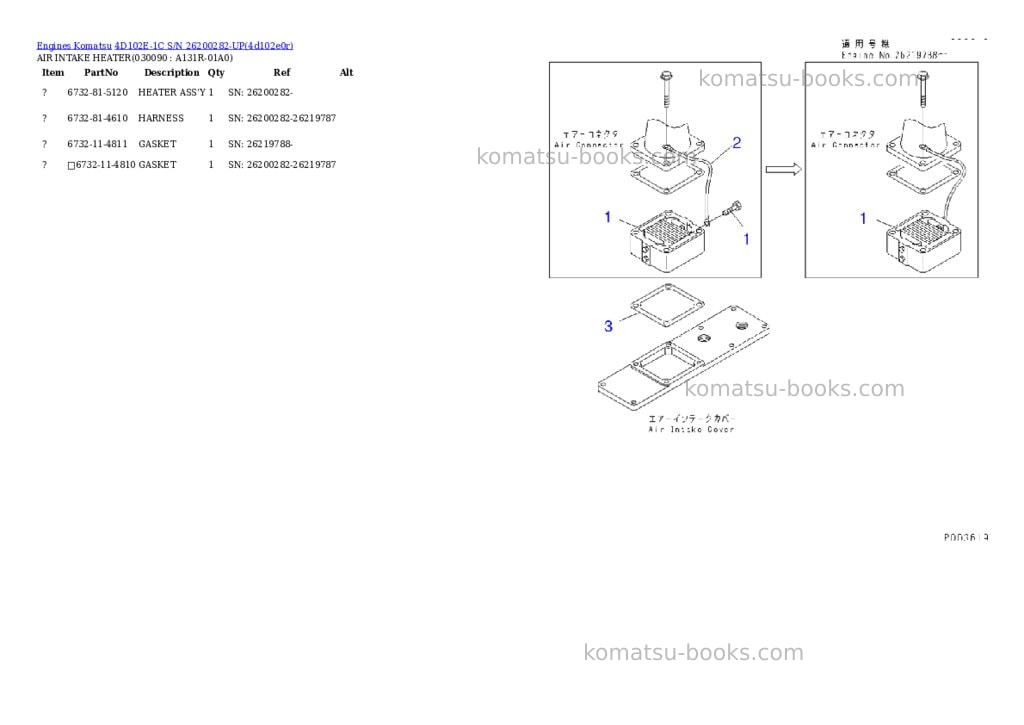 Komatsu 4d102e-1c s/n 26200282-up Parts catalog cover Page 8 Komatsu 4d102e-1c s/n 26200282-up Parts catalog cover Page 8