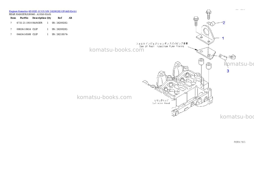 Komatsu 4d102e-1c-us s/n 26200282-up Parts catalog cover Page 3 Komatsu 4d102e-1c-us s/n 26200282-up Parts catalog cover Page 3