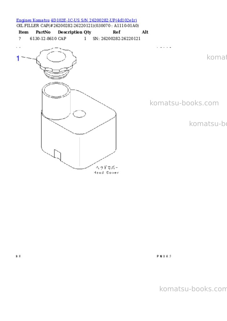 Komatsu 4d102e-1c-us s/n 26200282-up Parts catalog cover Page 6 Komatsu 4d102e-1c-us s/n 26200282-up Parts catalog cover Page 6