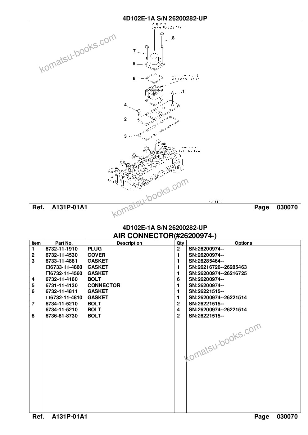 Komatsu 4d102e-1a s/n 26200282-up Parts catalog cover Page 10