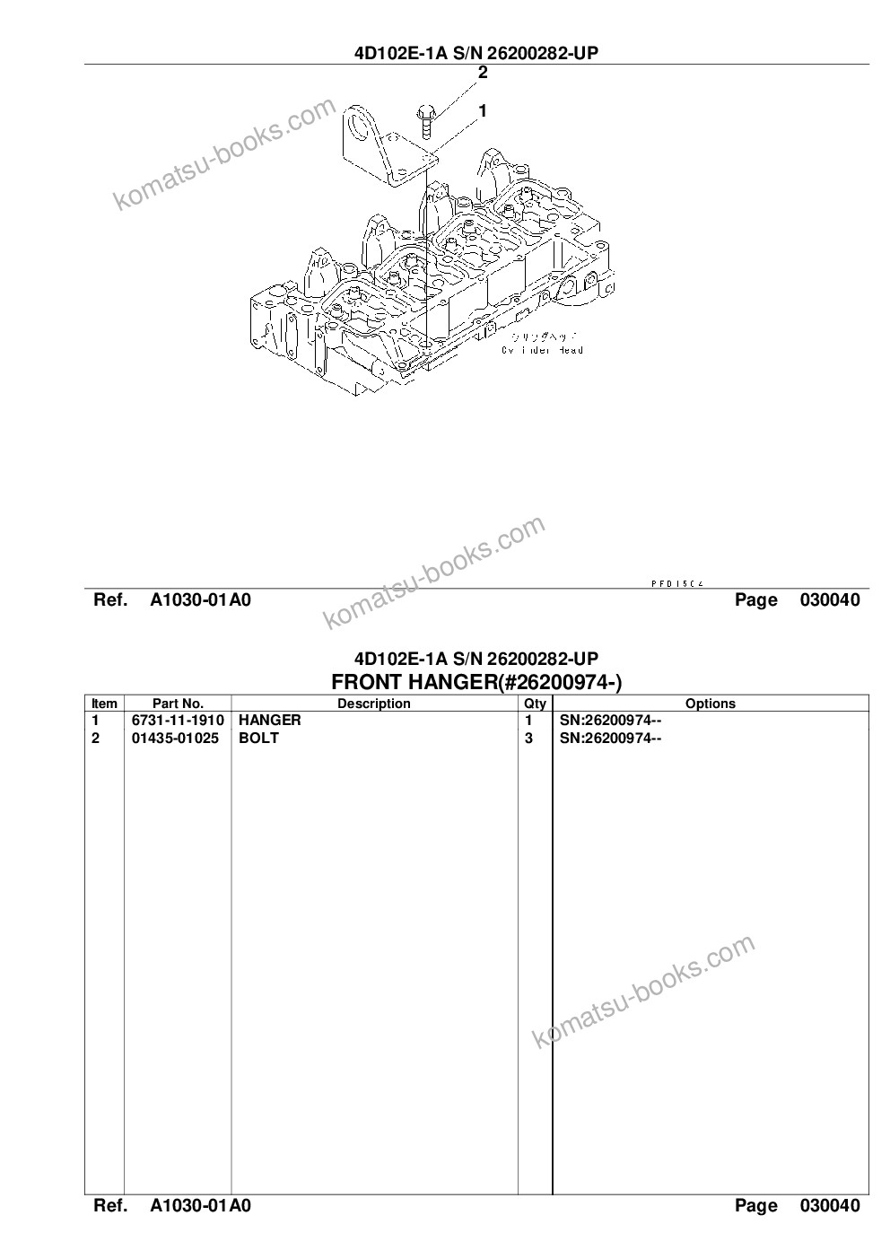Komatsu 4d102e-1a s/n 26200282-up Parts catalog cover Page 7
