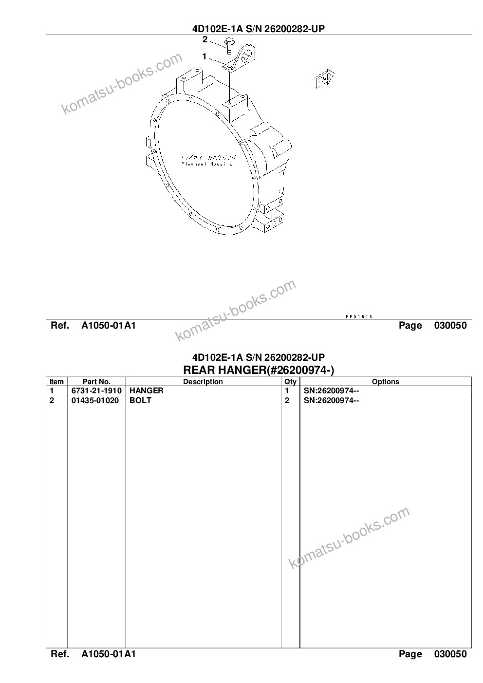 Komatsu 4d102e-1a s/n 26200282-up Parts catalog cover Page 8