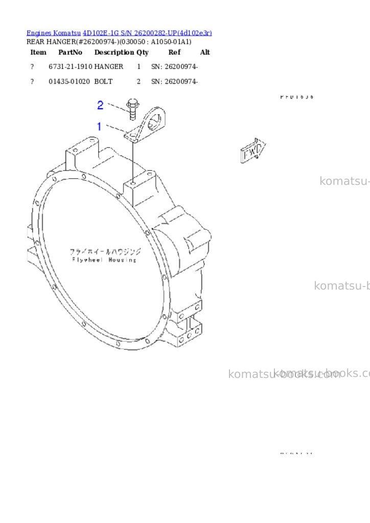 Komatsu 4d102e-1g s/n 26200282-up Parts catalog cover Page 4 Komatsu 4d102e-1g s/n 26200282-up Parts catalog cover Page 4