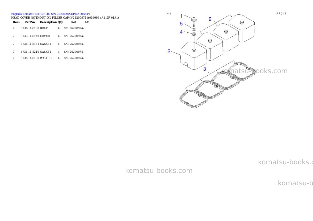 Komatsu 4d102e-1g s/n 26200282-up Parts catalog cover Page 5 Komatsu 4d102e-1g s/n 26200282-up Parts catalog cover Page 5