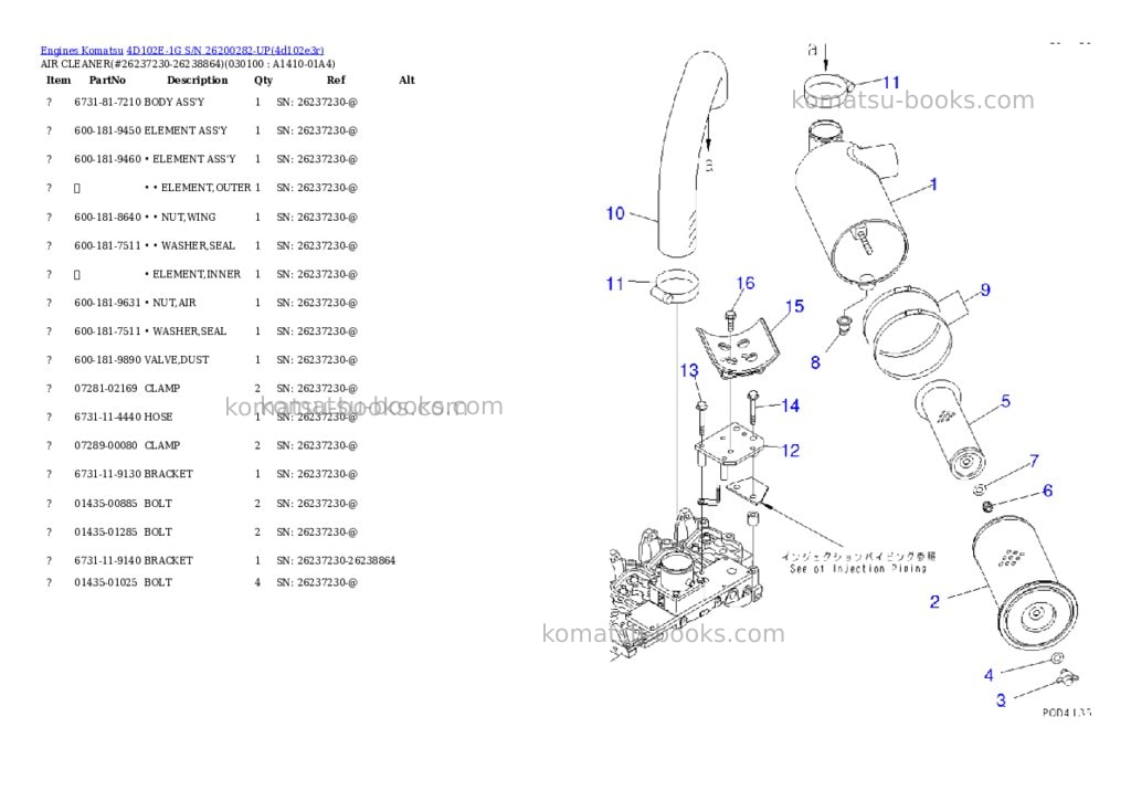 Komatsu 4d102e-1g s/n 26200282-up Parts catalog cover Page 9 Komatsu 4d102e-1g s/n 26200282-up Parts catalog cover Page 9