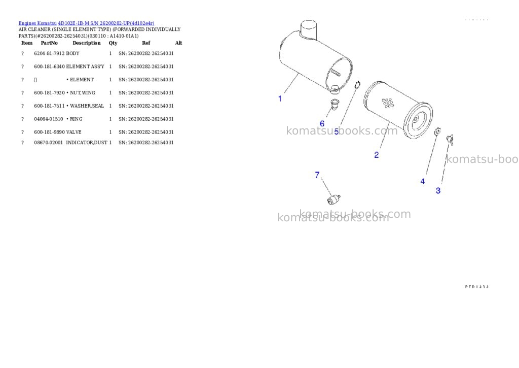 Komatsu 4d102e-1b-m s/n 26200282-up Parts catalog cover Page 10