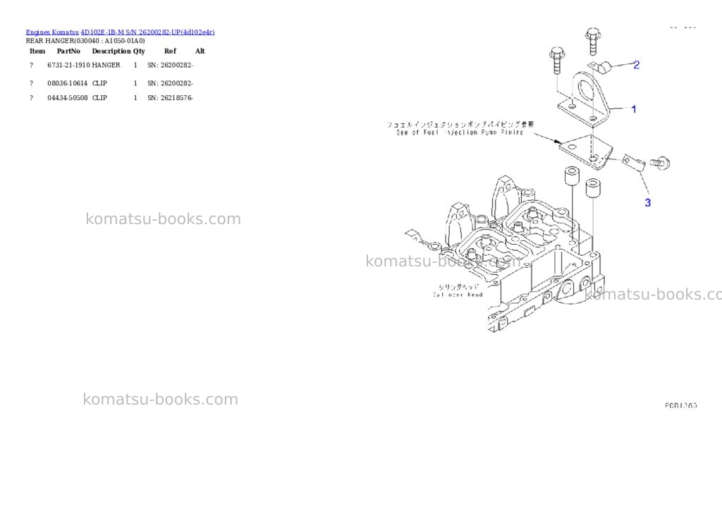 Komatsu 4d102e-1b-m s/n 26200282-up Parts catalog cover Page 3