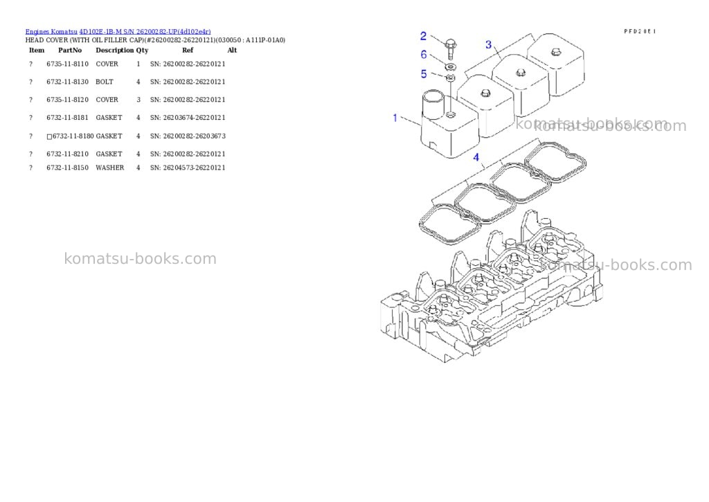 Komatsu 4d102e-1b-m s/n 26200282-up Parts catalog cover Page 4