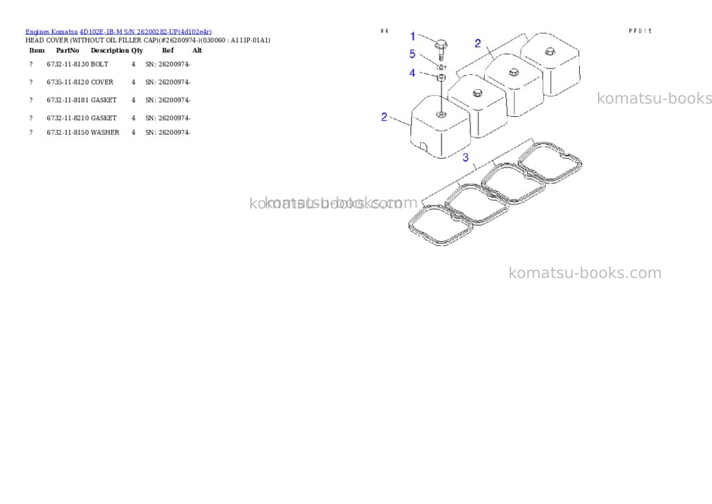 Komatsu 4d102e-1b-m s/n 26200282-up Parts catalog cover Page 5