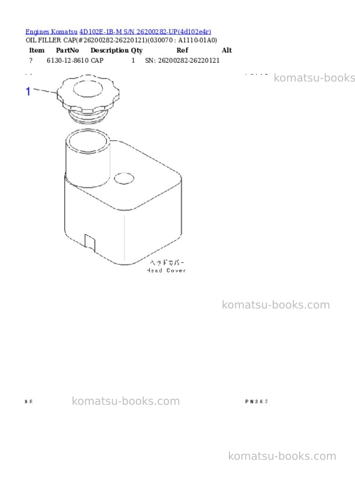 Komatsu 4d102e-1b-m s/n 26200282-up Parts catalog cover Page 6