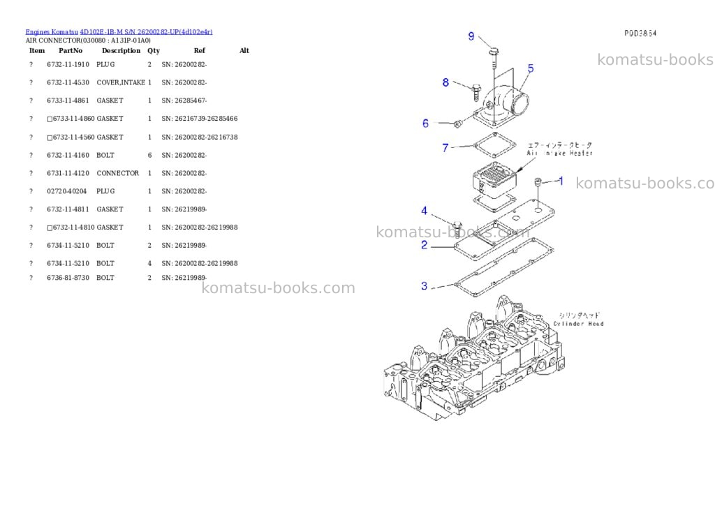 Komatsu 4d102e-1b-m s/n 26200282-up Parts catalog cover Page 7