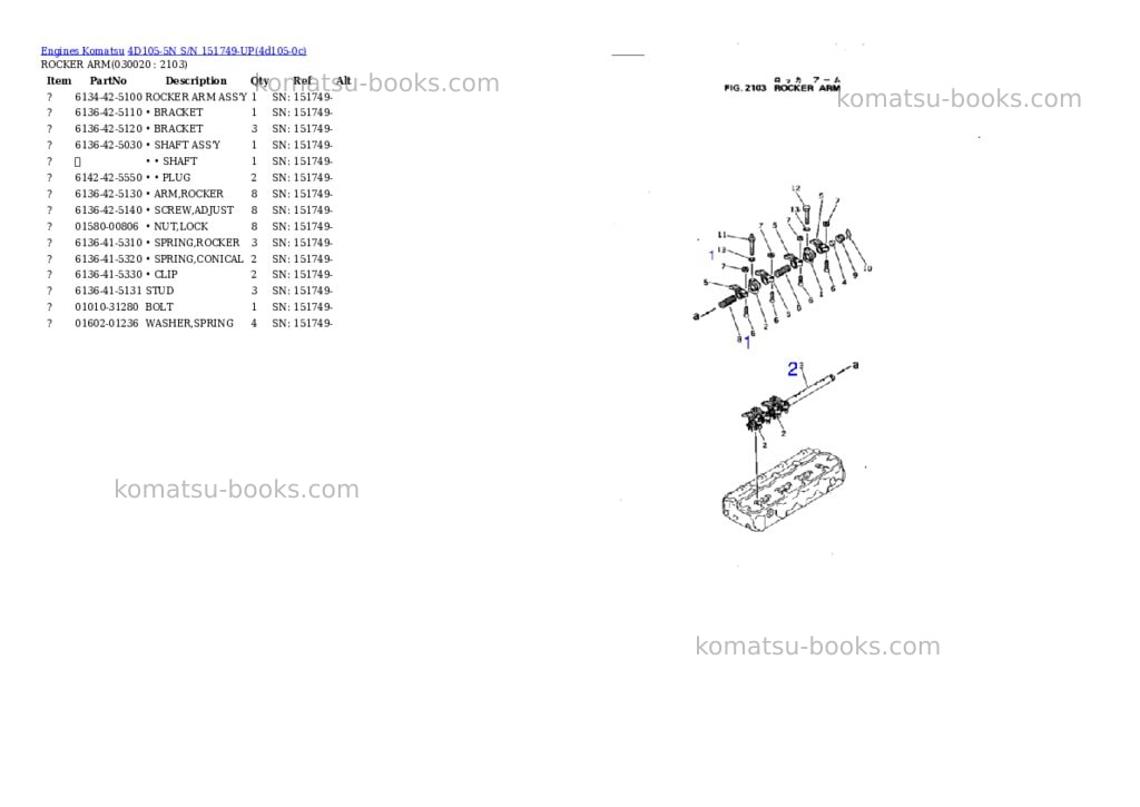 Komatsu 4D105-5N S/N 151749-UP Parts catalog cover Page 3