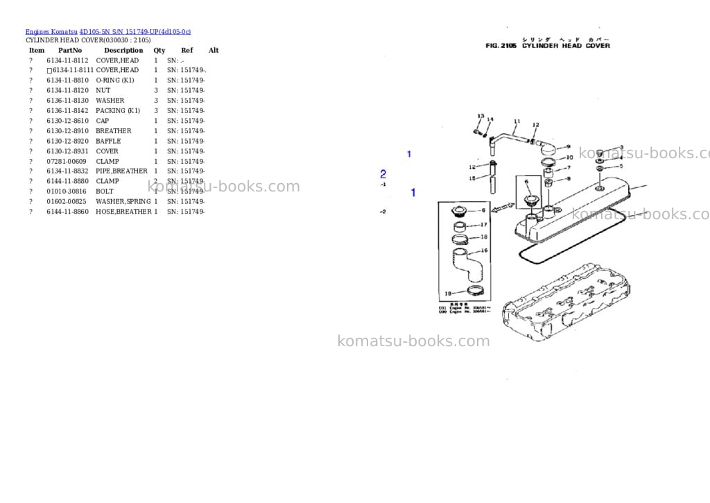 Komatsu 4D105-5N S/N 151749-UP Parts catalog cover Page 4