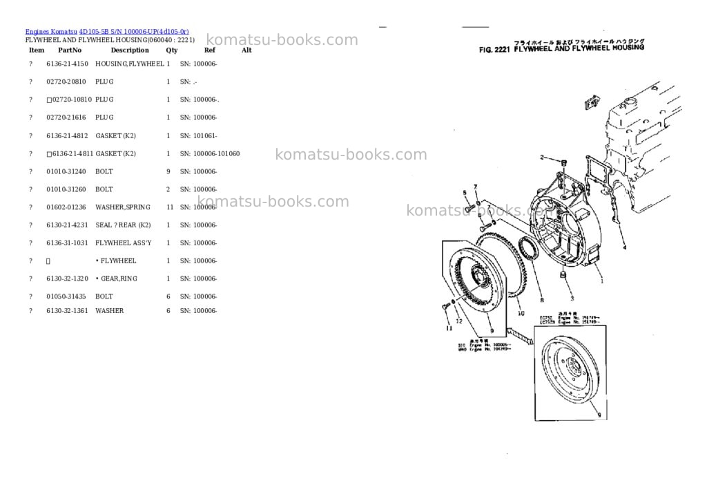 Komatsu 4d105-5b s/n 100006-up Parts catalog cover Page 10