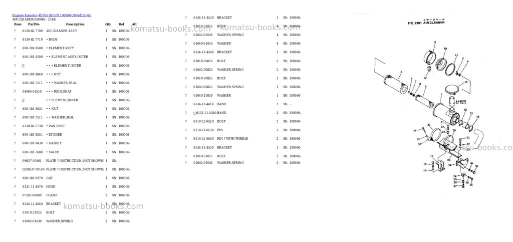 Komatsu 4d105-5b s/n 100006-up Parts catalog cover Page 5
