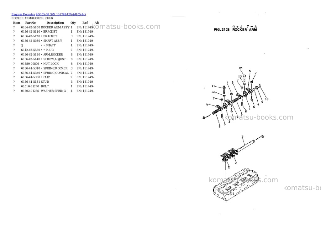 Komatsu 4D105-5P S/N 151749-UP Parts catalog cover Komatsu 4D105-5P S/N 151749-UP Parts catalog cover