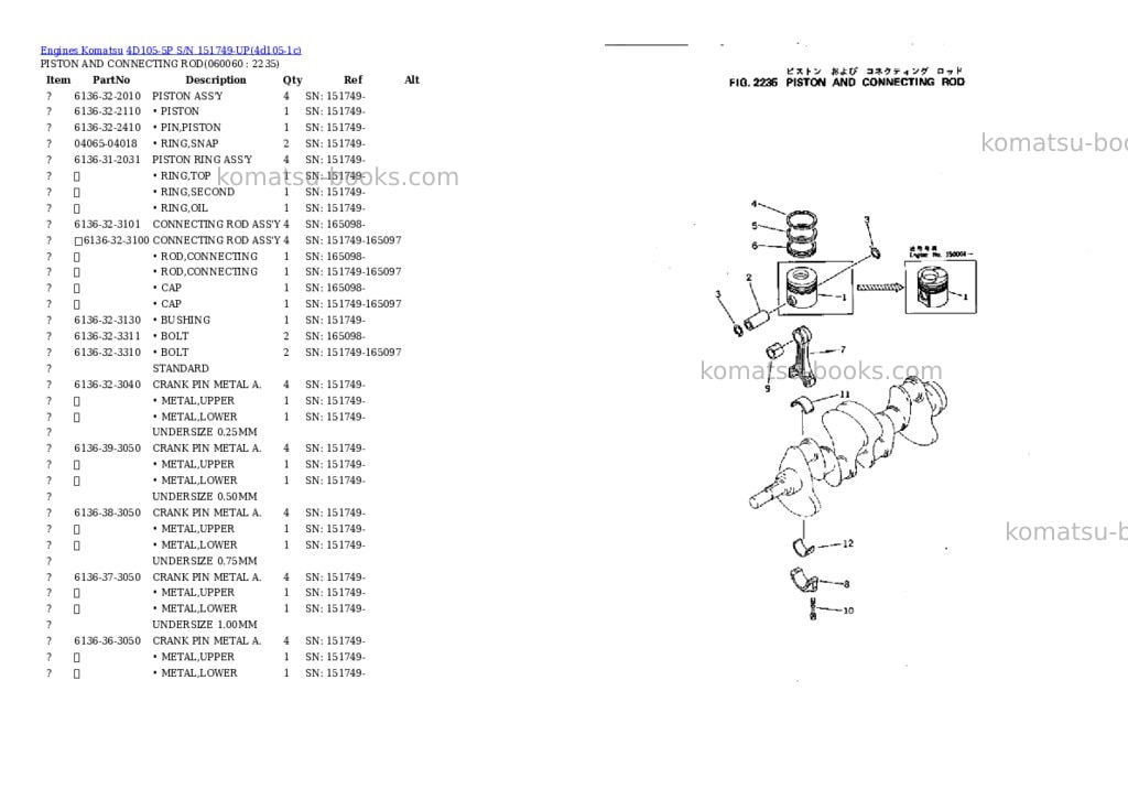 Komatsu 4D105-5P S/N 151749-UP Parts catalog cover Page 10 Komatsu 4D105-5P S/N 151749-UP Parts catalog cover Page 10