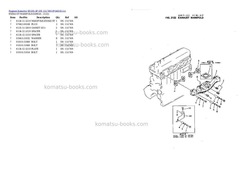 Komatsu 4D105-5P S/N 151749-UP Parts catalog cover Page 4 Komatsu 4D105-5P S/N 151749-UP Parts catalog cover Page 4