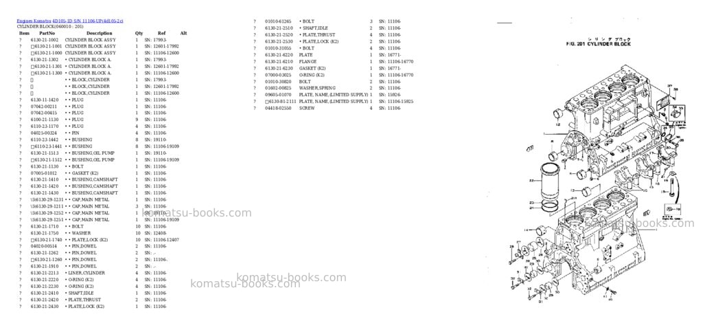 Komatsu 4d105-1d s/n 11106-up Parts catalog cover Page 7