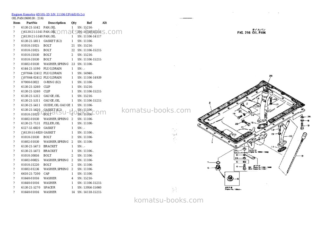 Komatsu 4d105-1d s/n 11106-up Parts catalog cover Page 9