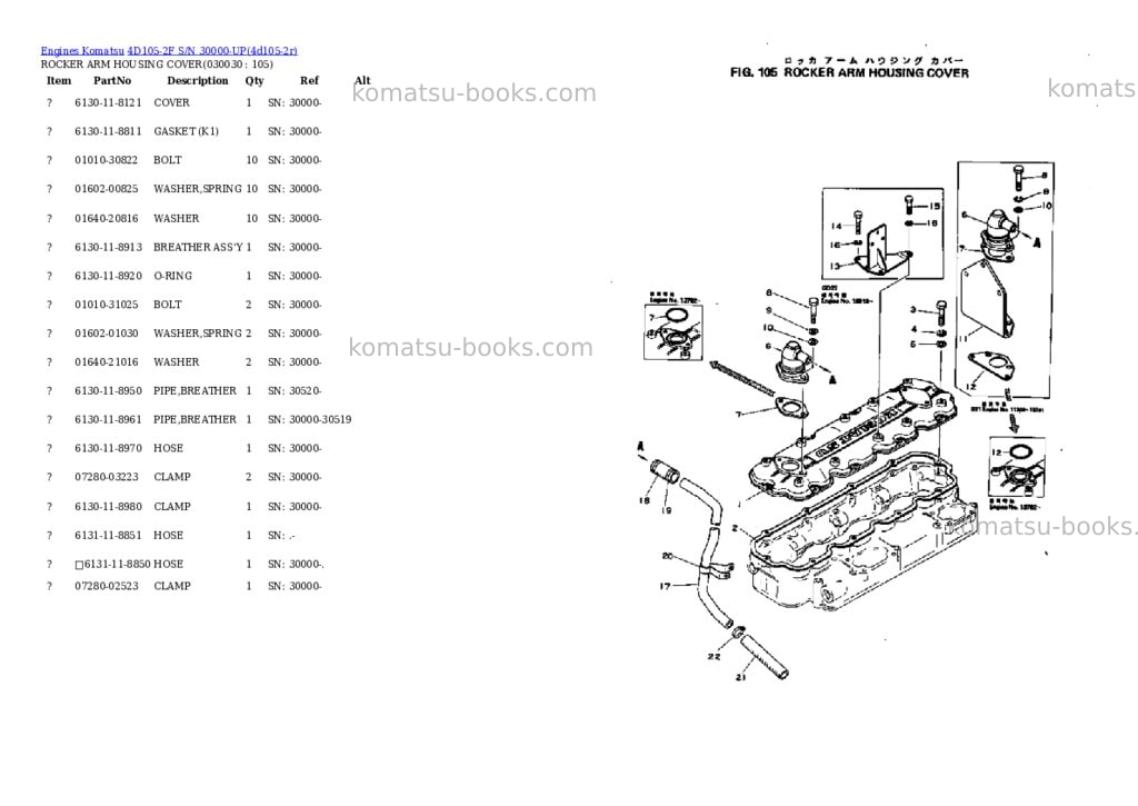 Komatsu 4d105-2f s/n 30000-up Parts catalog cover Page 2