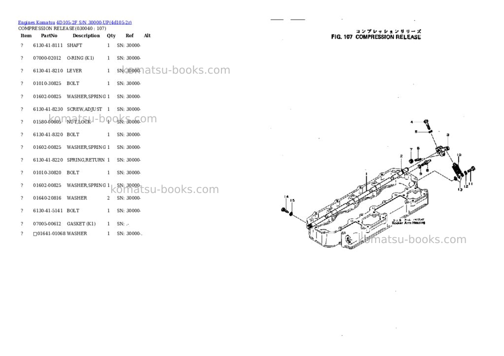 Komatsu 4d105-2f s/n 30000-up Parts catalog cover Page 3