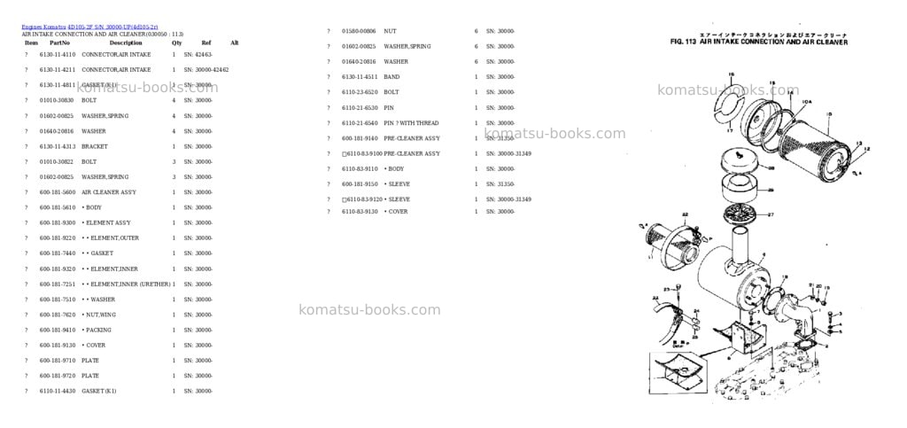 Komatsu 4d105-2f s/n 30000-up Parts catalog cover Page 4