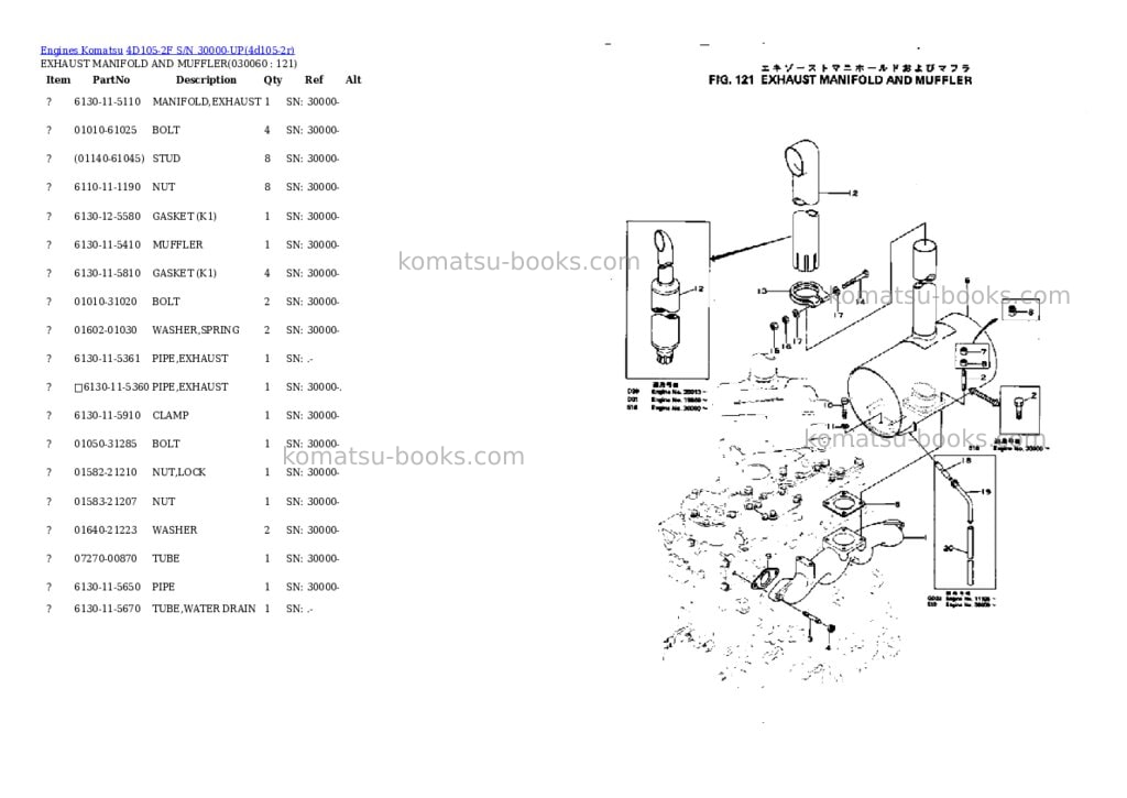Komatsu 4d105-2f s/n 30000-up Parts catalog cover Page 5