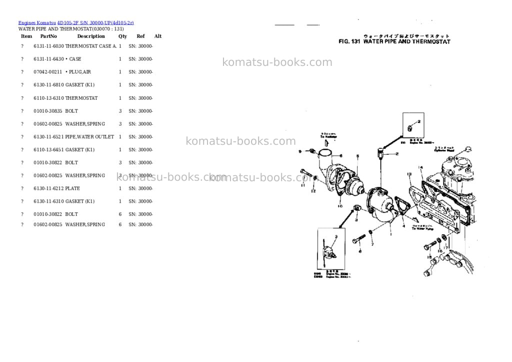 Komatsu 4d105-2f s/n 30000-up Parts catalog cover Page 6
