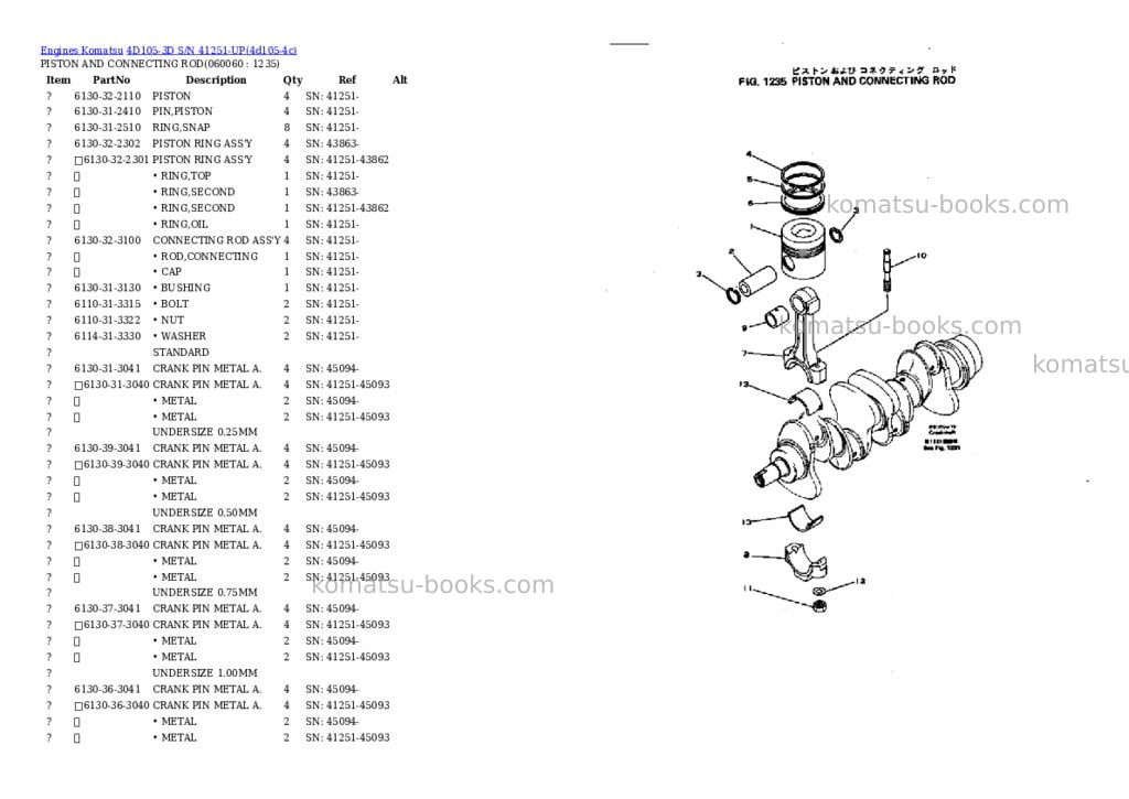 Komatsu 4d105-3d s/n 41251-up Parts catalog cover Page 10 Komatsu 4d105-3d s/n 41251-up Parts catalog cover Page 10