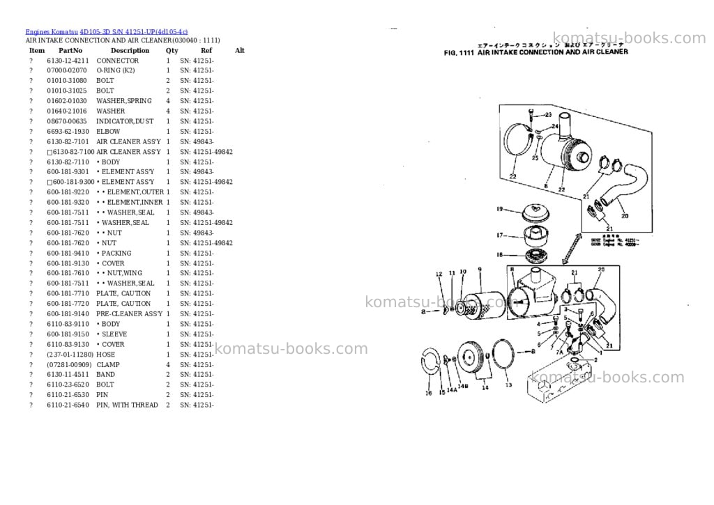 Komatsu 4d105-3d s/n 41251-up Parts catalog cover Page 3 Komatsu 4d105-3d s/n 41251-up Parts catalog cover Page 3