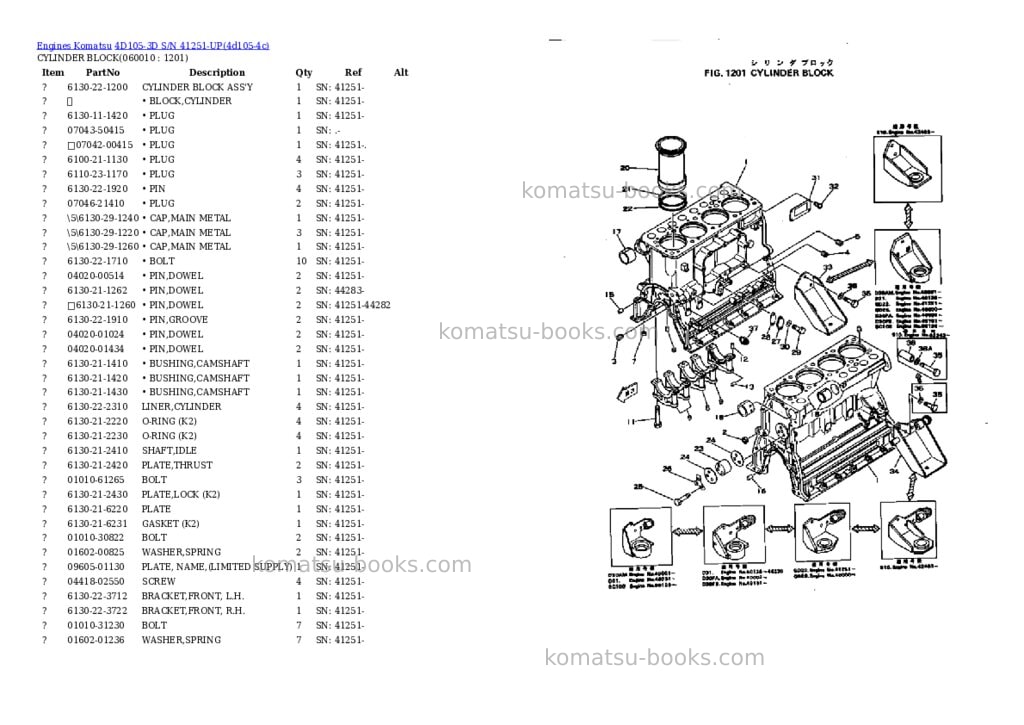 Komatsu 4d105-3d s/n 41251-up Parts catalog cover Page 5 Komatsu 4d105-3d s/n 41251-up Parts catalog cover Page 5