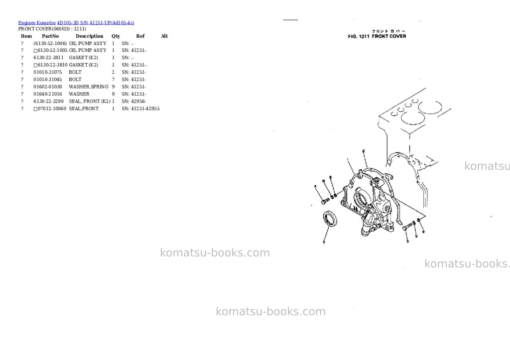 Komatsu 4d105-3d s/n 41251-up Parts catalog cover Page 6 Komatsu 4d105-3d s/n 41251-up Parts catalog cover Page 6