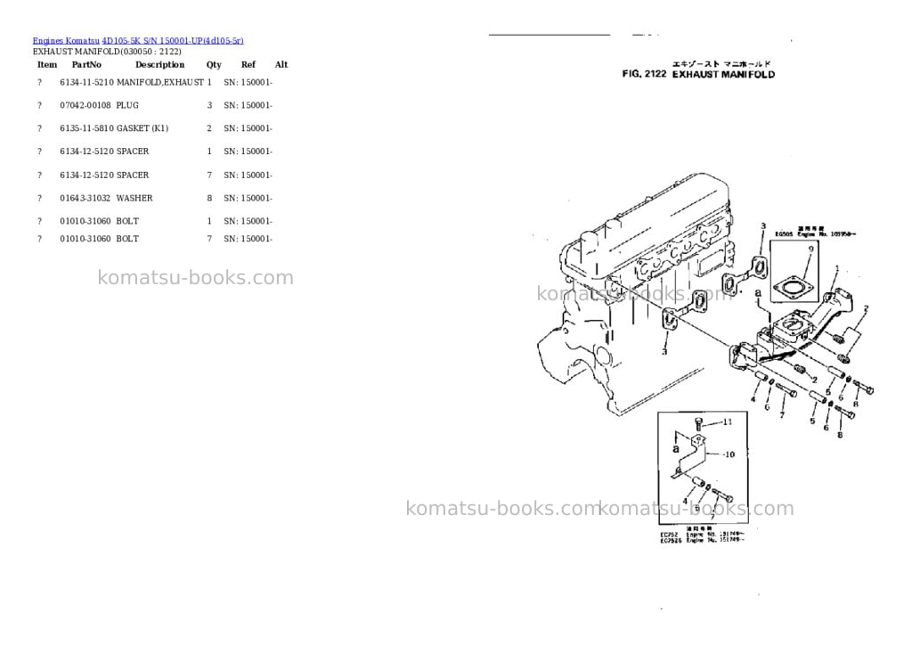 Komatsu 4D105-5K S/N 150001-UP Parts catalog cover Page 4
