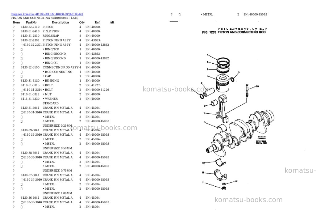 Komatsu 4d105-3g s/n 40000-up Parts catalog cover Page 10 Komatsu 4d105-3g s/n 40000-up Parts catalog cover Page 10