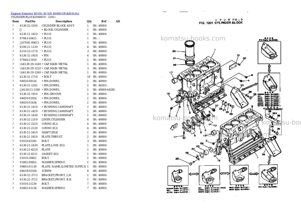 Komatsu 4d105-3g s/n 40000-up Parts catalog cover Page 5 Komatsu 4d105-3g s/n 40000-up Parts catalog cover Page 5