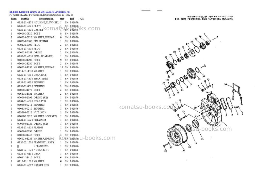 Komatsu 4d105-5j s/n 102876-up Parts catalog cover Page 10