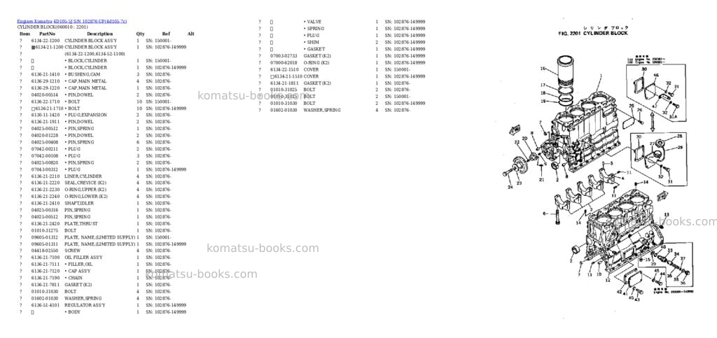Komatsu 4d105-5j s/n 102876-up Parts catalog cover Page 7